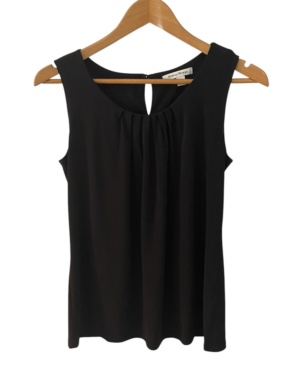 C2- Studio Works Small Sm S Sleeveless Pleated Front Camisole - Black